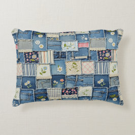 Almofada Decorativa Denim Remendado