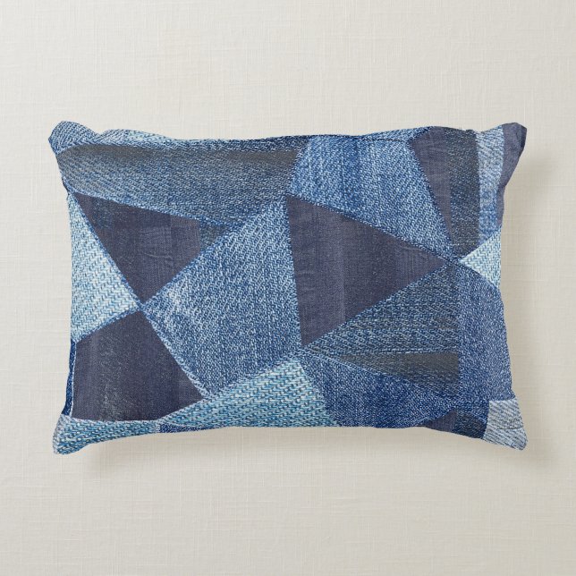 Almofada Decorativa Denim Urban: Patchwork Disparada. (Frente)