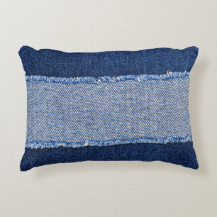 Almofada Decorativa Densidade torn: tecido jeans azul.