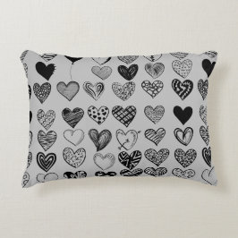Almofada Decorativa Desenho de Escrivatura Adorável do Coração Preto
