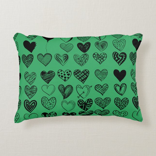 Almofada Decorativa Desenho de Escrivatura Adorável do Coração Preto (Frente)