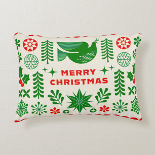 Almofada Decorativa Desenho de Natal com Pombo, Motivos Festivos de Az
