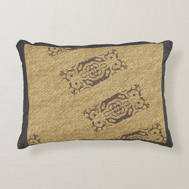 Almofada Decorativa Desenho de padrão multi texturizado marrom (Frente)