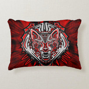 Almofada Decorativa Desenho de Totem Tribal Haida de Lobo