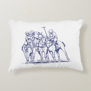 Almofada Decorativa Desenho Estilizado Vintage de Partida de Polo #1 A