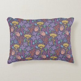 Almofada Decorativa Desenho floral retrô com flores e frutas.