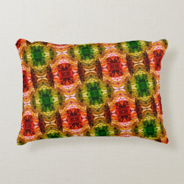 Almofada Decorativa Desenho redondo gera formas vermelhas, verdes e do