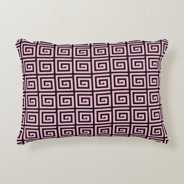 Almofada Decorativa Design de chave grega - rosa e preto (Frente)