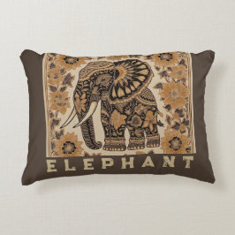 Almofada Decorativa Design de estilo vintage em batik de elefante, ret