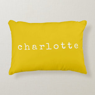 Almofada Decorativa Design de Nome Minimalista Simples em Amarelo Pers
