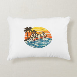 Almofada Decorativa Design de Nome Paul Pôr do Sol Retro