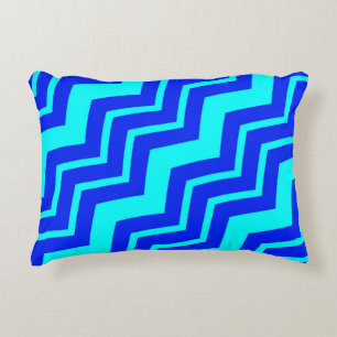 Almofada Decorativa Design de Padrão Zig Zag Chevron Azul