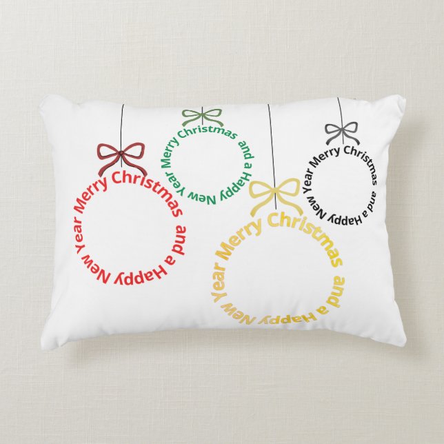 Almofada Decorativa Design de Texto de Enfeites de Natal (Frente)