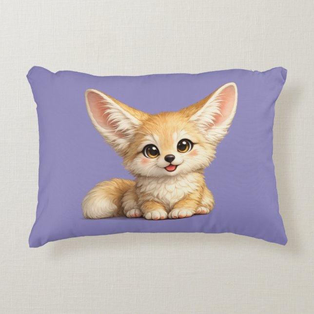 Almofada Decorativa Design de Vibrações Positivas de Raposa Fennec Fel (Frente)