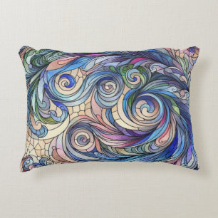 Almofada Decorativa Design de Vidro Estanhado de Tom Azul