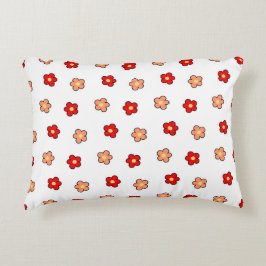 Almofada Decorativa Design Flor Branca e Vermelho Branco
