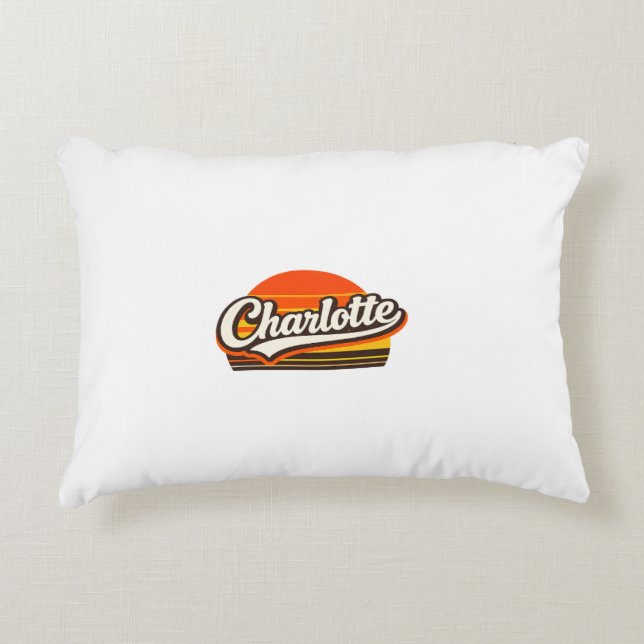 Almofada Decorativa Design Personalizado de Nome Charlotte Retro Pôr d (Frente)