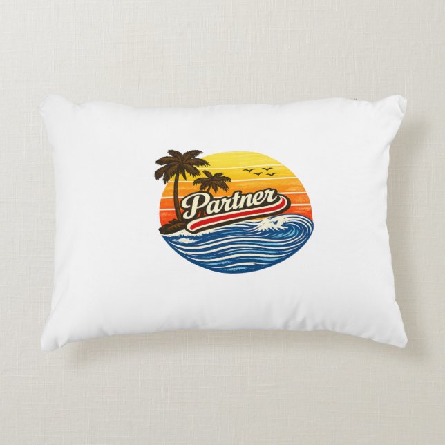Almofada Decorativa Design Retro Pôr do Sol Parceiro (Frente)
