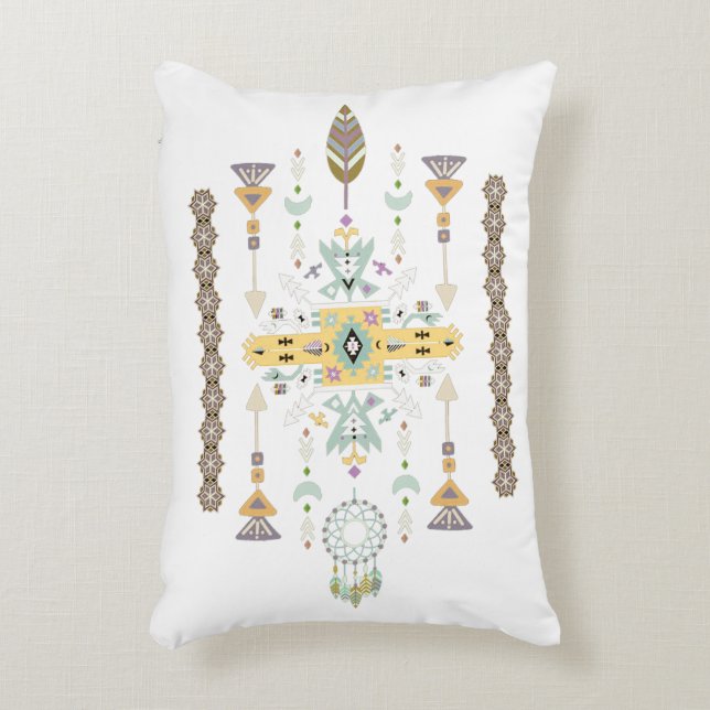 Almofada Decorativa Design tribal amarelo e verde (Frente(Vertical))
