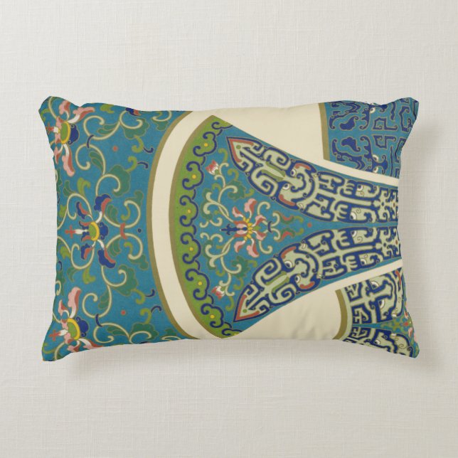 Almofada Decorativa Designs Orientais Azuis com Rostos Sorridentes (Frente)