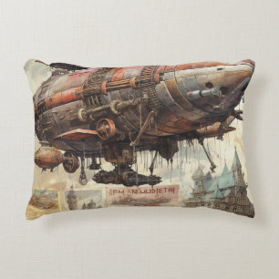 Almofada Decorativa Destaque de Papel Tecido Vintage Steampunk Zeppeli