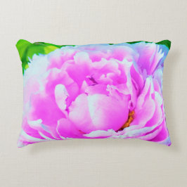 Almofada Decorativa Detalhe Deslumbrante da Flor de Peônia Dupla Rosa