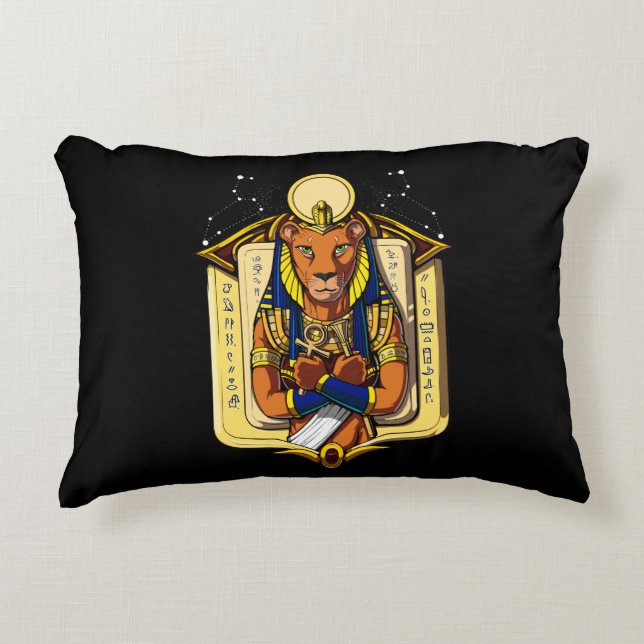 Almofada Decorativa Deusa Egípcia Lioness Sekhmet Deus Bastet (Frente)