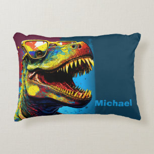 Almofada Decorativa Dinossauro T Rex Jurássico Legal Travesseiro Azul