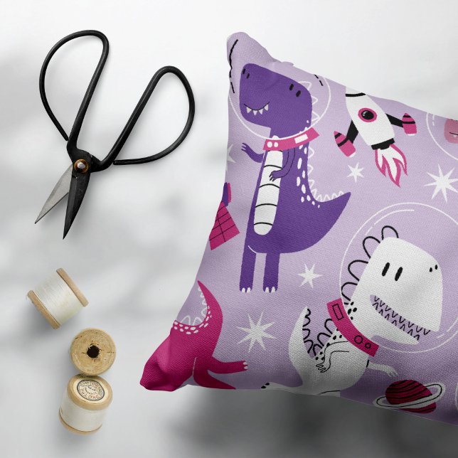 Almofada Decorativa Dinossauros Espaciais, Dinossauros Cutos, Estrelas (Criador carregado)