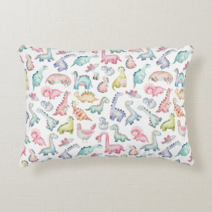 Almofada Decorativa Dinossauros lindos, padrão de aquarela infantil.