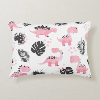 Almofada Decorativa Dinossauros Rosa: Padrão Para Crianças Bonitas.