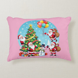 Almofada Decorativa **“Diversão Natalina com Múltiplos Papais Noéis – 