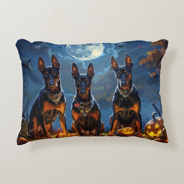 Almofada Decorativa Doberman Halloween Assustador (Frente)