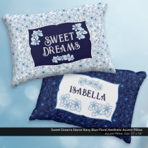 Doce Sonho Nome Estética Floral Azul Marinho