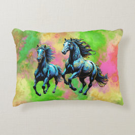 Almofada Decorativa Dois Cavalos Galopantes Fantásticos