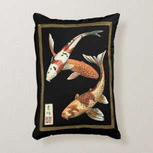 Almofada Decorativa Dois japoneses, Koi Goldfish, em preto