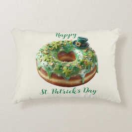 Almofada Decorativa Donut do Dia de São Patrício Feliz com Chapéu de L
