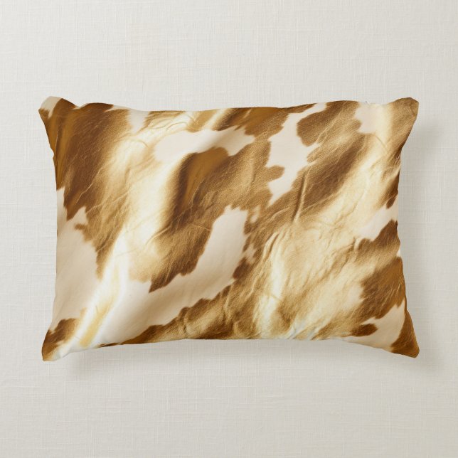 Almofada Decorativa Dourado Cream Western Cowhide (Frente)