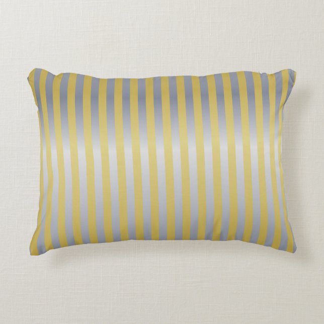 Almofada Decorativa Dourado e Prata (Stripes) (Frente)