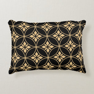 Almofada Decorativa Dourado e Preto: Vintagem Floral Abstrato
