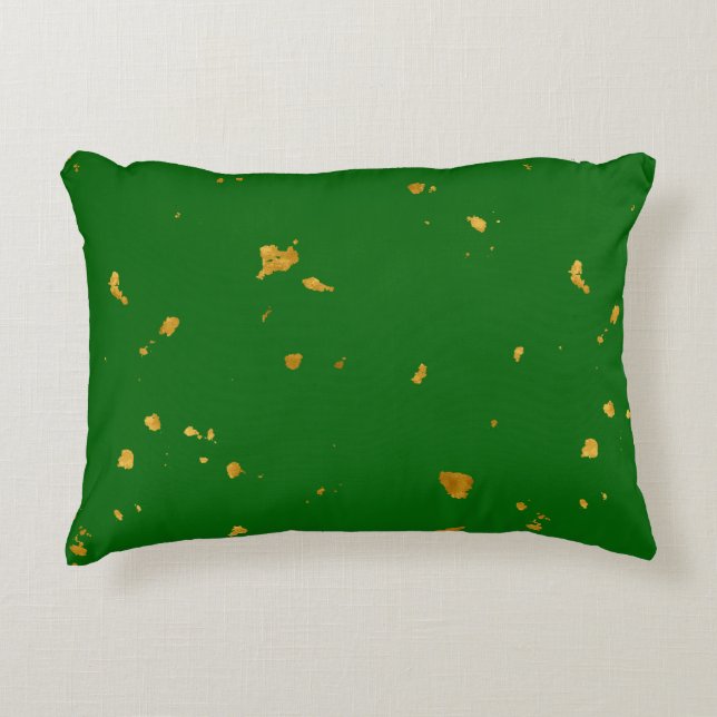 Almofada Decorativa Dourados Flakes em Emerald Green (Frente)
