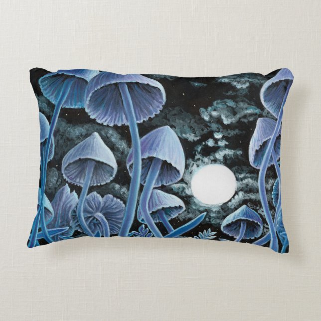 Almofada Decorativa Doze cogumelos mágicos na lua de cheio (Verso)