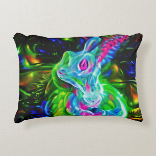 Almofada Decorativa Dragão do Coelho Psicodélico em Neon Fantasy