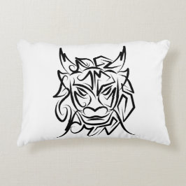 Almofada Decorativa Dragão Tribal Negro e Branco