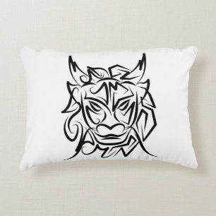 Almofada Decorativa Dragão Tribal Negro e Branco