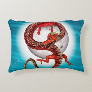 Almofada Decorativa Dragão Vermelho Oriental - Criatura de Fantasia Mí