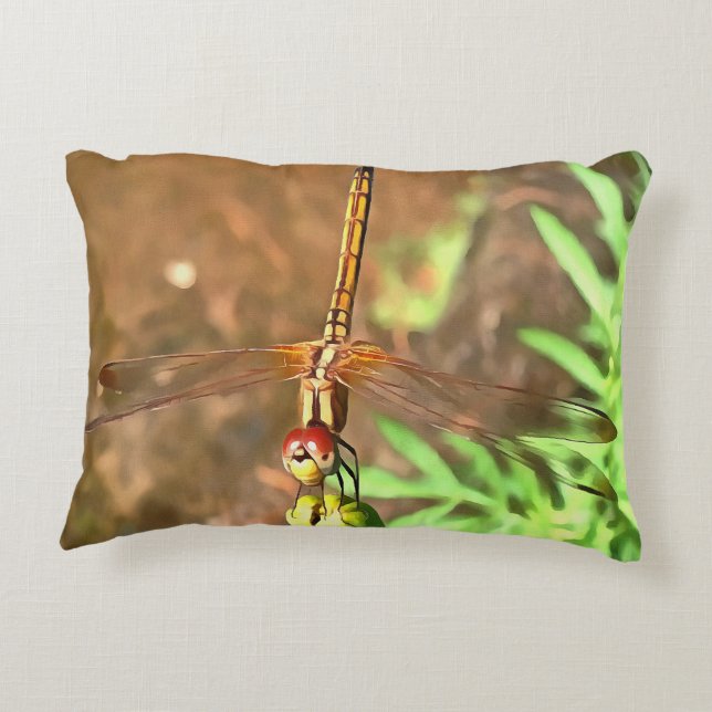 Almofada Decorativa Dragonfly Artística Descendo Na Cabeça Da Flor (Verso)