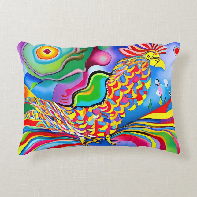 Almofada Decorativa "Dreamscape Bird". Um abstrato surreal (Frente)