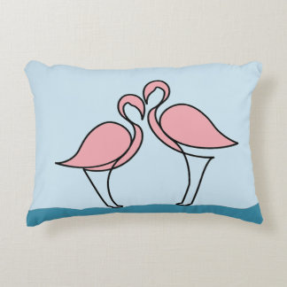 Almofada Decorativa Duas Flamingas Rosa na Água