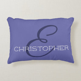 Almofada Decorativa E Inicial Nome Personalizado Azul Tendência